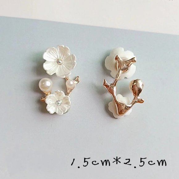 10 PCS 1.7x2cm 1.5x2.5cm Fashion Metal Alloy Imitation Pearl Flowers Charm - Picture 4 of 6